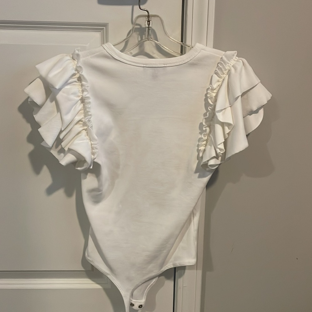 white Ruffle bodysuit - Picture 2 of 3
